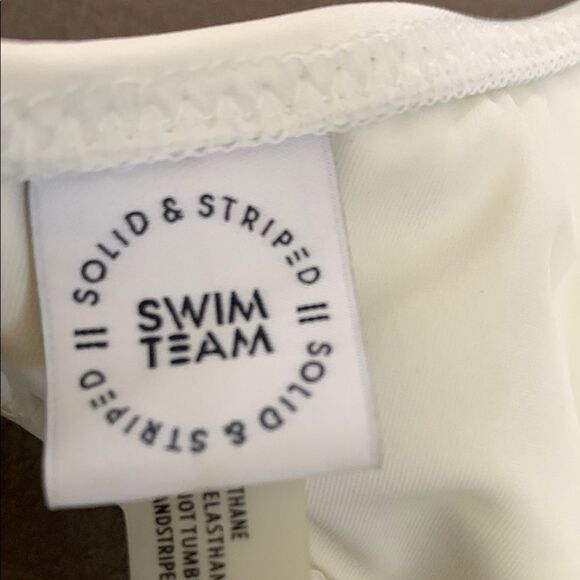 Revolve Solid & Striped Bikini Top Clasp Front Cross Back Cream Swimwear Large - Picture 9 of 11